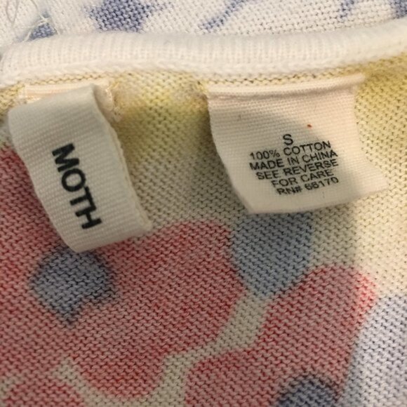 Anthropologie MOTH Multicolor Retro Floral Print Keyhole Cotton Top Size Small. - Picture 6 of 7